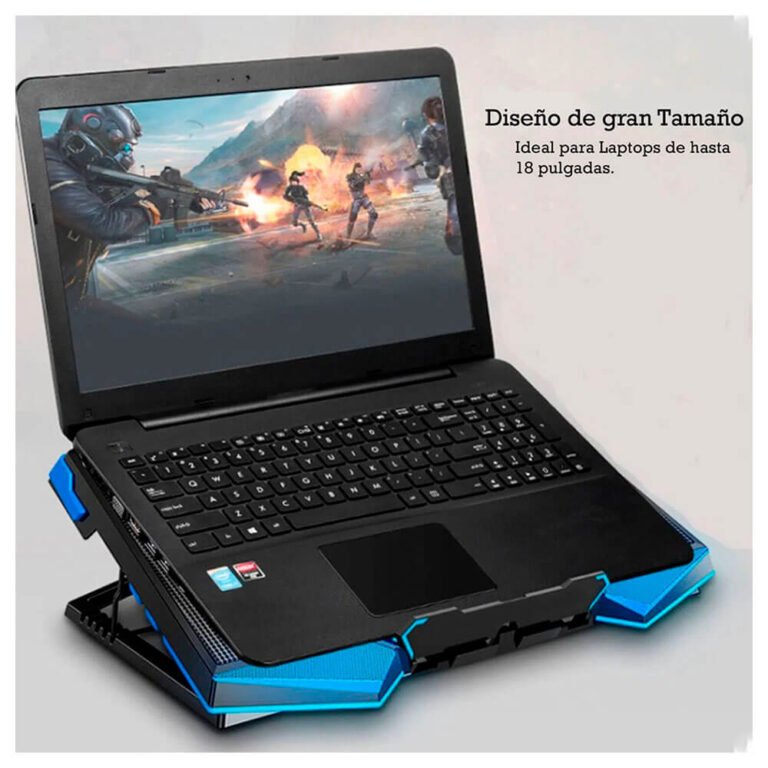 Cooler para laptop Nouxi Iceman 1, LED, 5 Coolers, 5 Niveles, 1400 RPM, Laptops a 17" - Imagen 2