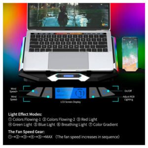 Cooler para laptop Ice Coorel K9, RGB, 6 Coolers, 6 Niveles, 2500 RPM, Laptops a 17" Ice Coorel K9 6 Coolers 6 Niveles 2