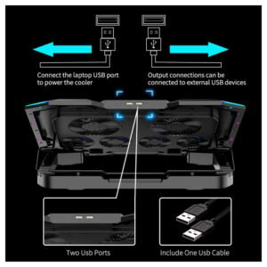 Cooler para laptop Ice Coorel K9, RGB, 6 Coolers, 6 Niveles, 2500 RPM, Laptops a 17" Ice Coorel K9 6 Coolers 6 Niveles 6