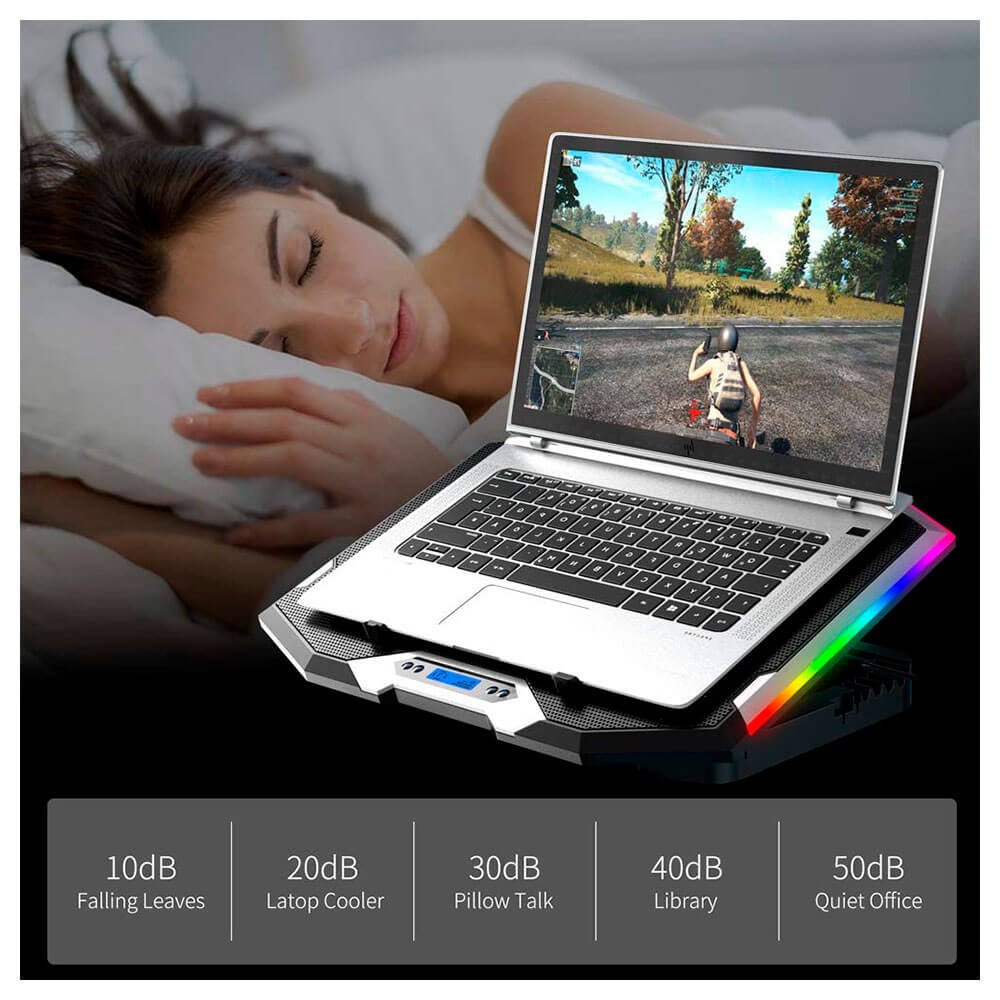 Cooler para laptop Ice Coorel K9, RGB, 6 Coolers, 6 Niveles, 2500 RPM, Laptops a 17" Cooler para laptop Ice Coorel K9, RGB, 6 Coolers, 6 Niveles, 2500 RPM, Laptops a 17" - Imagen 2