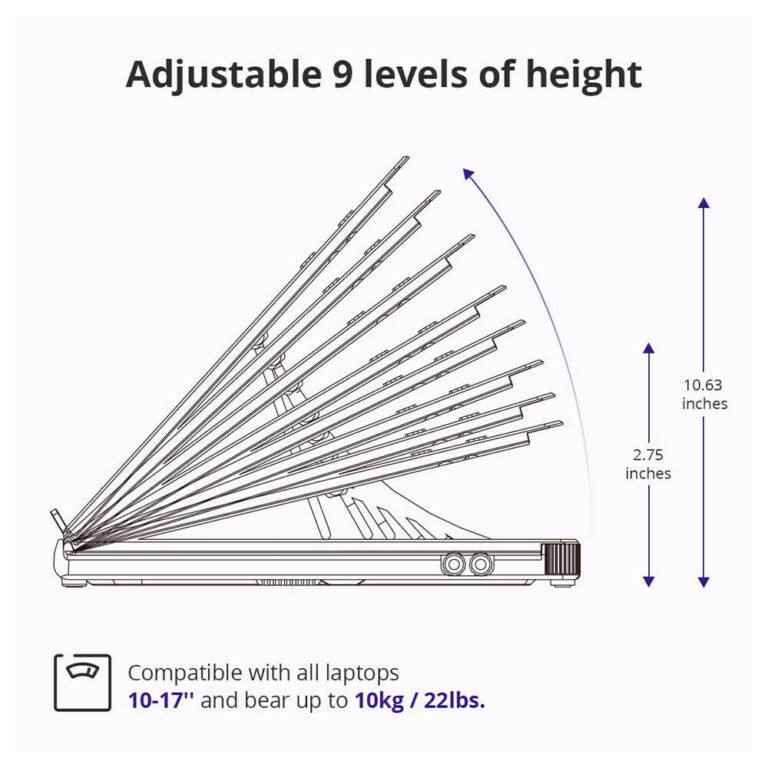 Soporte plegable para laptop Tronsmart D07, 9 Niveles, 2 soportes para celular - Imagen 4