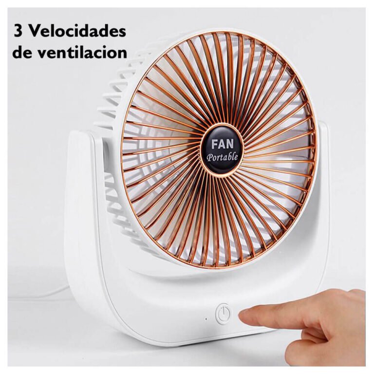 Ventilador Portátil recargable, 3 velocidades, Rota 360°, 1200mAh - Imagen 4