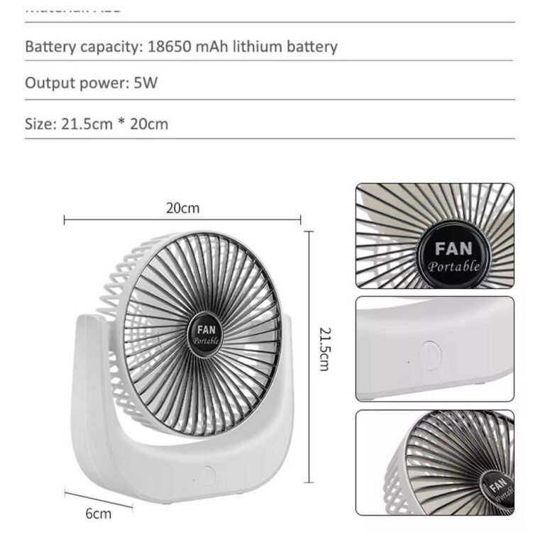 Ventilador Portátil recargable, 3 velocidades, Rota 360°, 1200mAh - Imagen 6