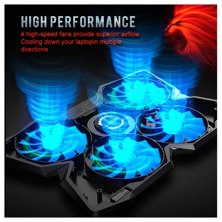 Cooler para laptop Ice Troll 2, LED Azul, 4 Coolers, 2 Niveles, 1200 RPM, Laptops a 17" - Imagen 3