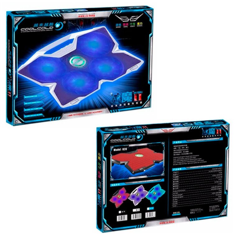 Cooler para laptop Ice Troll 2, LED Azul, 4 Coolers, 2 Niveles, 1200 RPM, Laptops a 17" - Imagen 5