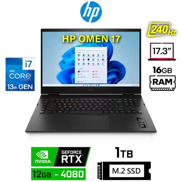 HP OMEN 17-CK, 17.3" QHD 240Hz, Core i7-13700HX, 12GB RTX4080, 16GB RAM, 1TB SSD