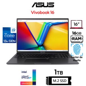 Asus Vivobook 16X X1605, Core i9-13900H, Iris Xe Graphics, 16GB RAM, 1TB SSD, 16" WUXGA LED
