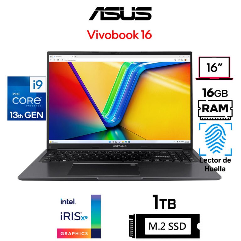 Asus Vivobook 16X X1605, Core i9-13900H, Iris Xe Graphics, 16GB RAM, 1TB SSD, 16" WUXGA LED