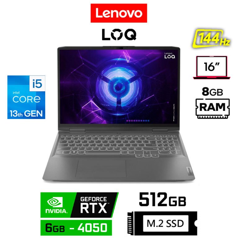 Lenovo LOQ 16IRH8, Core i5-13500H, 6GB RTX4050, 8GB RAM, 512GB SSD, 16" WUXGA 144Hz