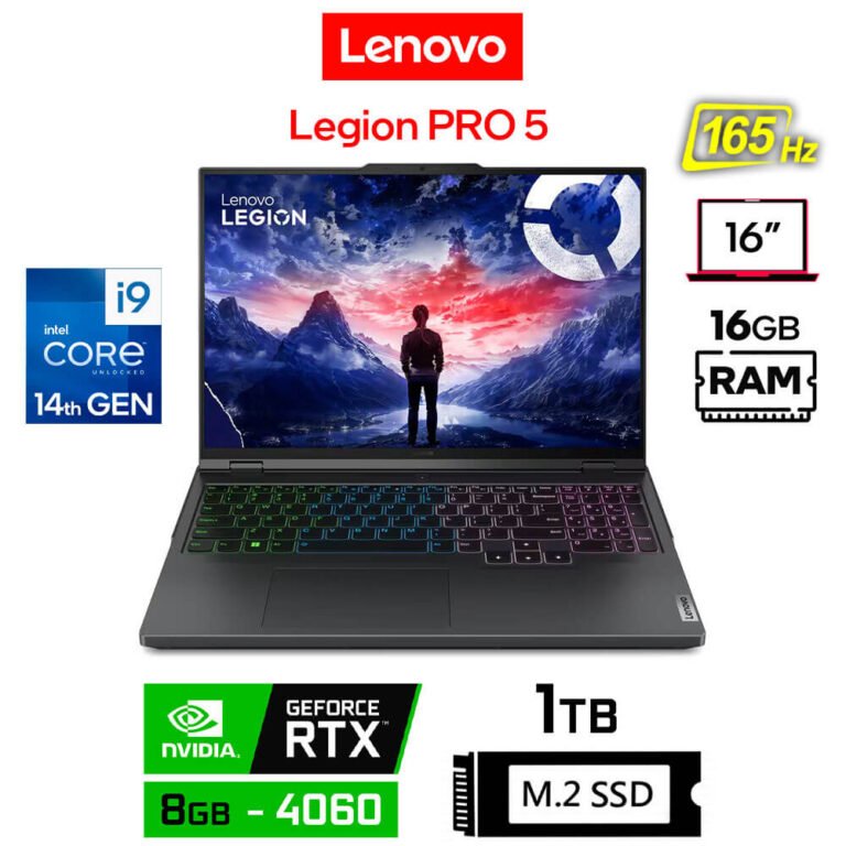 Lenovo Legion Pro 5 16IRX9, Core i9-14900HX, 8GB RTX4060, 16GB RAM, 1TB SSD, 16" WQXGA 165Hz