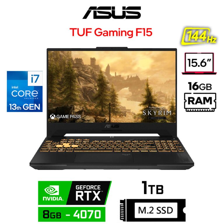 Asus TUF Gaming F15, Core i7-13620H, 8GB RTX4070, 16GB RAM, 1TB SSD, 15.6" FHD 144Hz