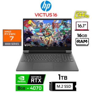 HP Victus 16 Gaming, Ryzen 7-8845HS, 8GB RTX4070, 16GB RAM, 1TB SSD, 16.1" FHD 144Hz