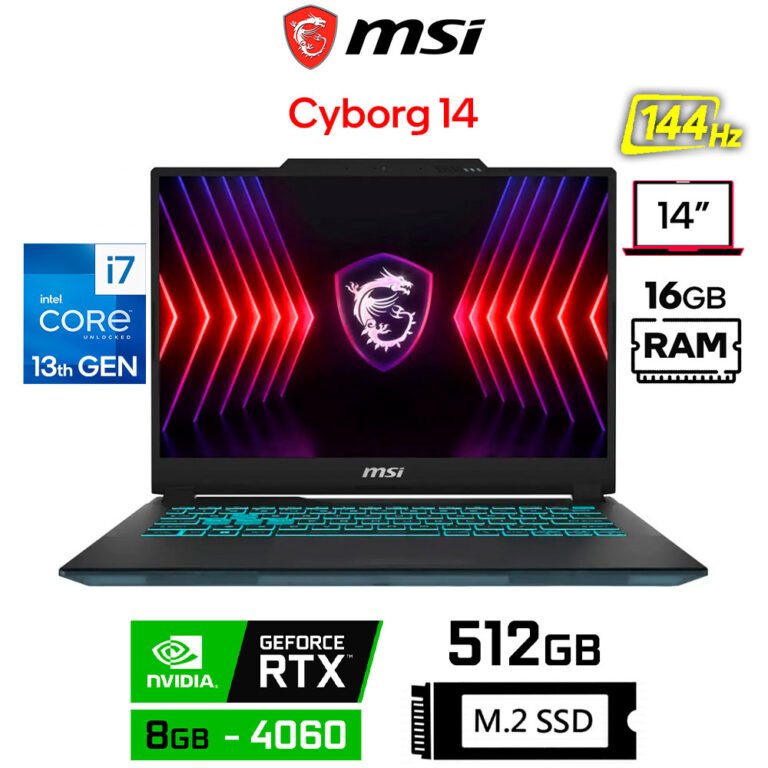 MSI Cyborg 14 A13VF, Core i7-13620H, 8GB RTX4060, 16GB RAM, 512GB SSD, 14" FHD+ 144Hz