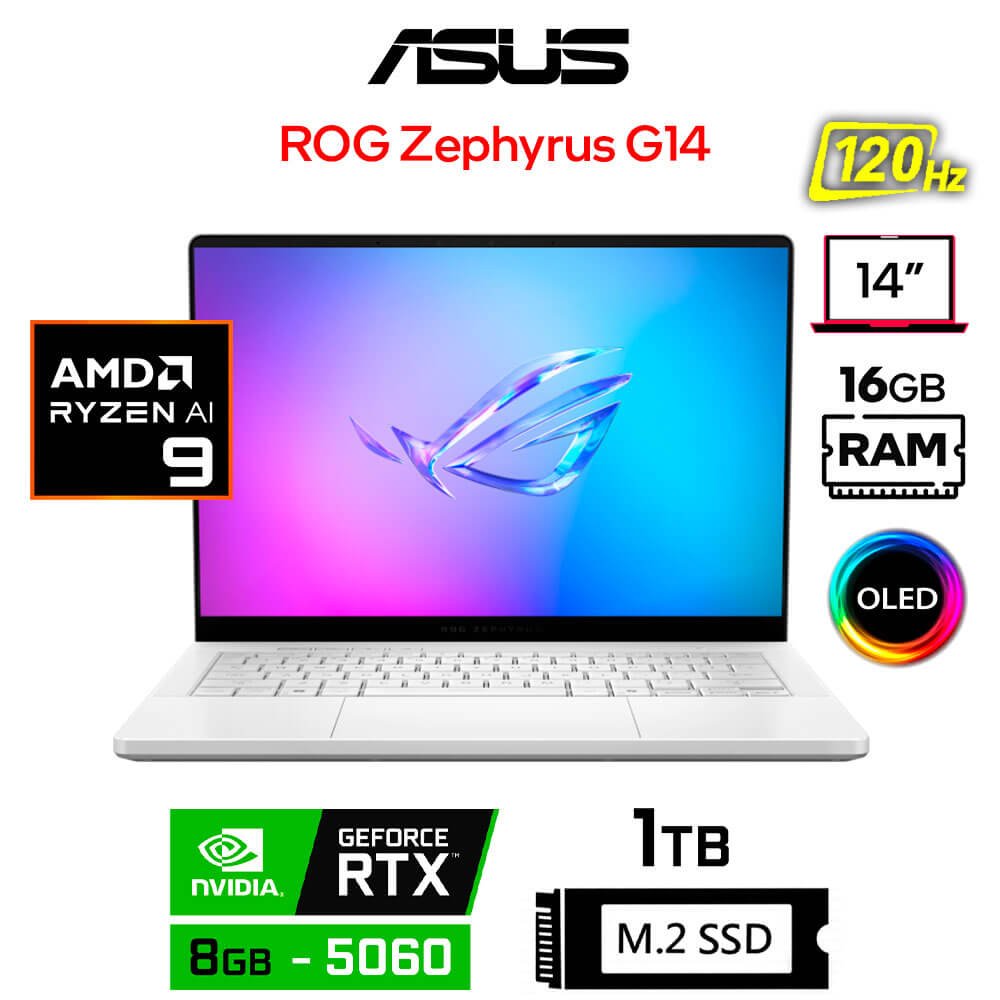 Asus ROG Zephyrus G14 GA403, Ryzen 9-270, 8GB RTX5060, 16GB RAM, 1TB SSD, 14" OLED 120Hz Asus ROG Zephyrus G14 GA403UM-G14 (1)