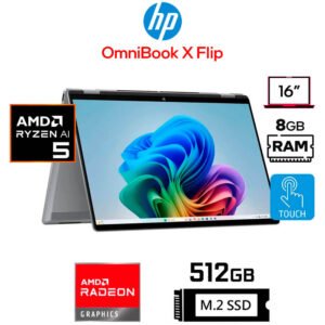 HP OmniBook X Flip 16 (2-en-1), Ryzen 5-220, Radeon Graphics, 8GB RAM, 512GB SSD, 16" WUXGA Táctil
