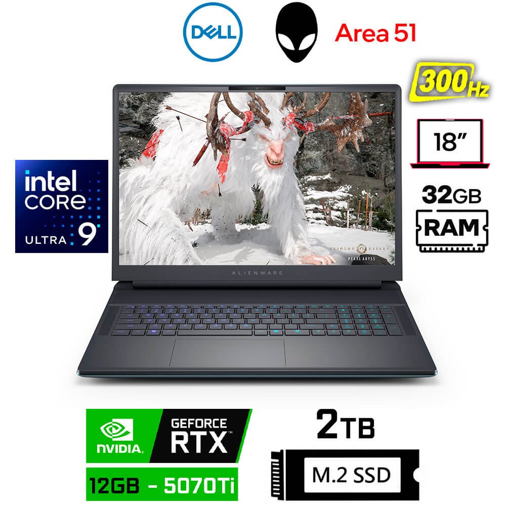 Dell Alienware 18 Area 51, Core Ultra 9-275HX, 12GB RTX5070Ti, 32GB RAM, 2TB SSD, 18" WQXGA 300Hz Dell Alienware 18 Area 51 AA18250